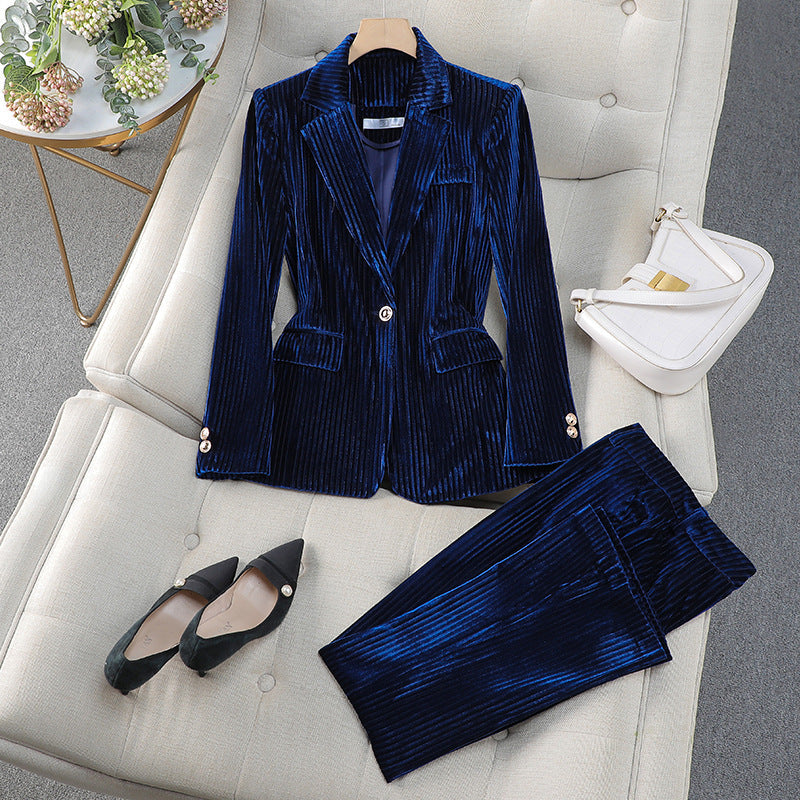 Martina | Damen Elegantes Zweiteiliges Anzugset mit Langem Blazer