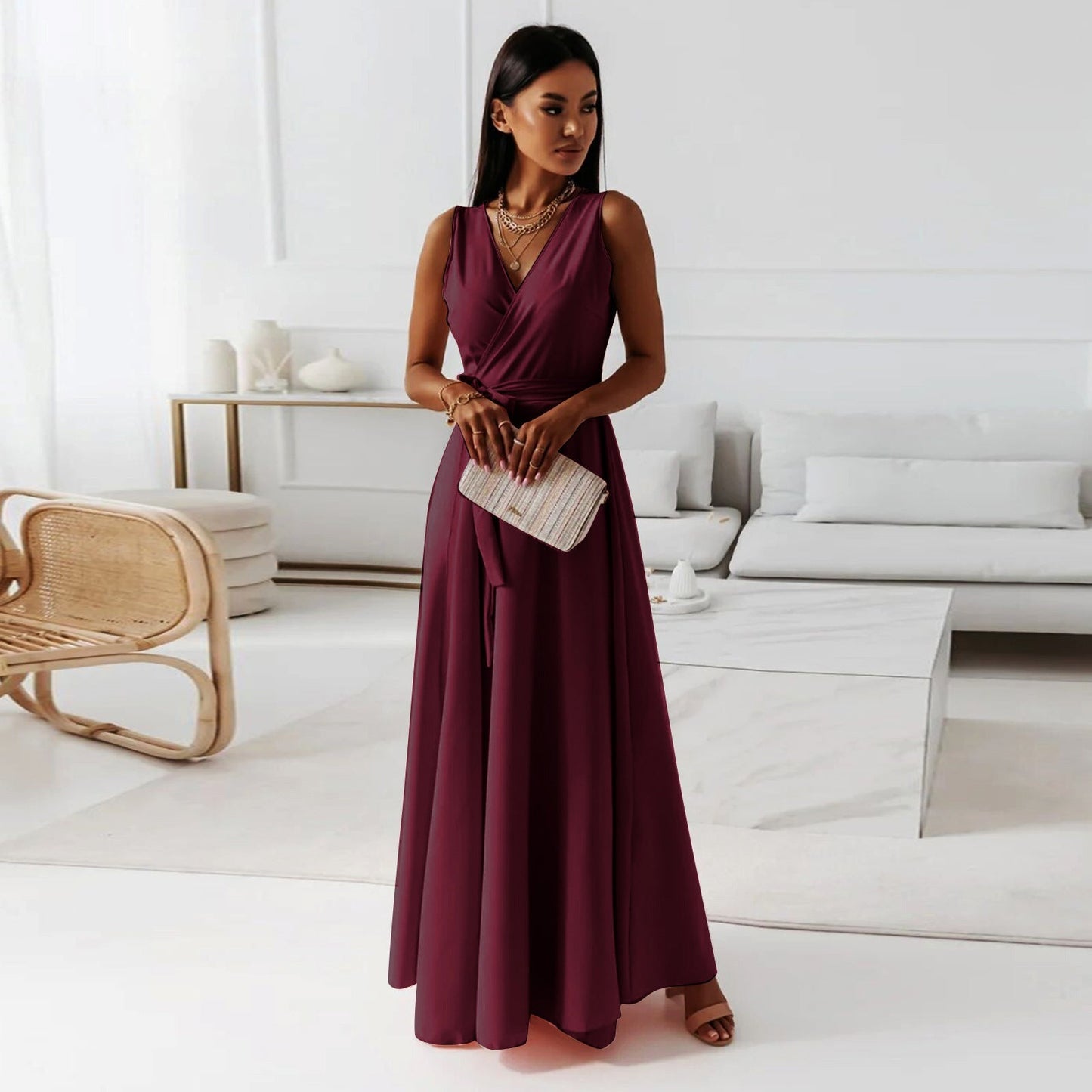 Elfriede | Damen Wickel Maxi Kleid für Hochzeitsgäste
