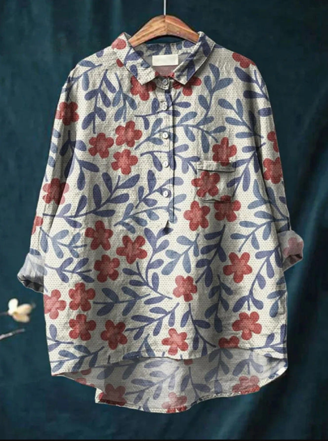 Natalie | Klassisches Blumenhemd im Chemise-Stil