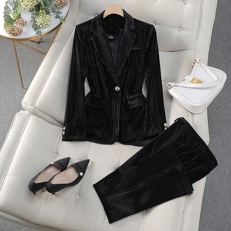 Martina | Damen Elegantes Zweiteiliges Anzugset mit Langem Blazer