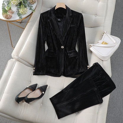 Martina | Damen Elegantes Zweiteiliges Anzugset mit Langem Blazer