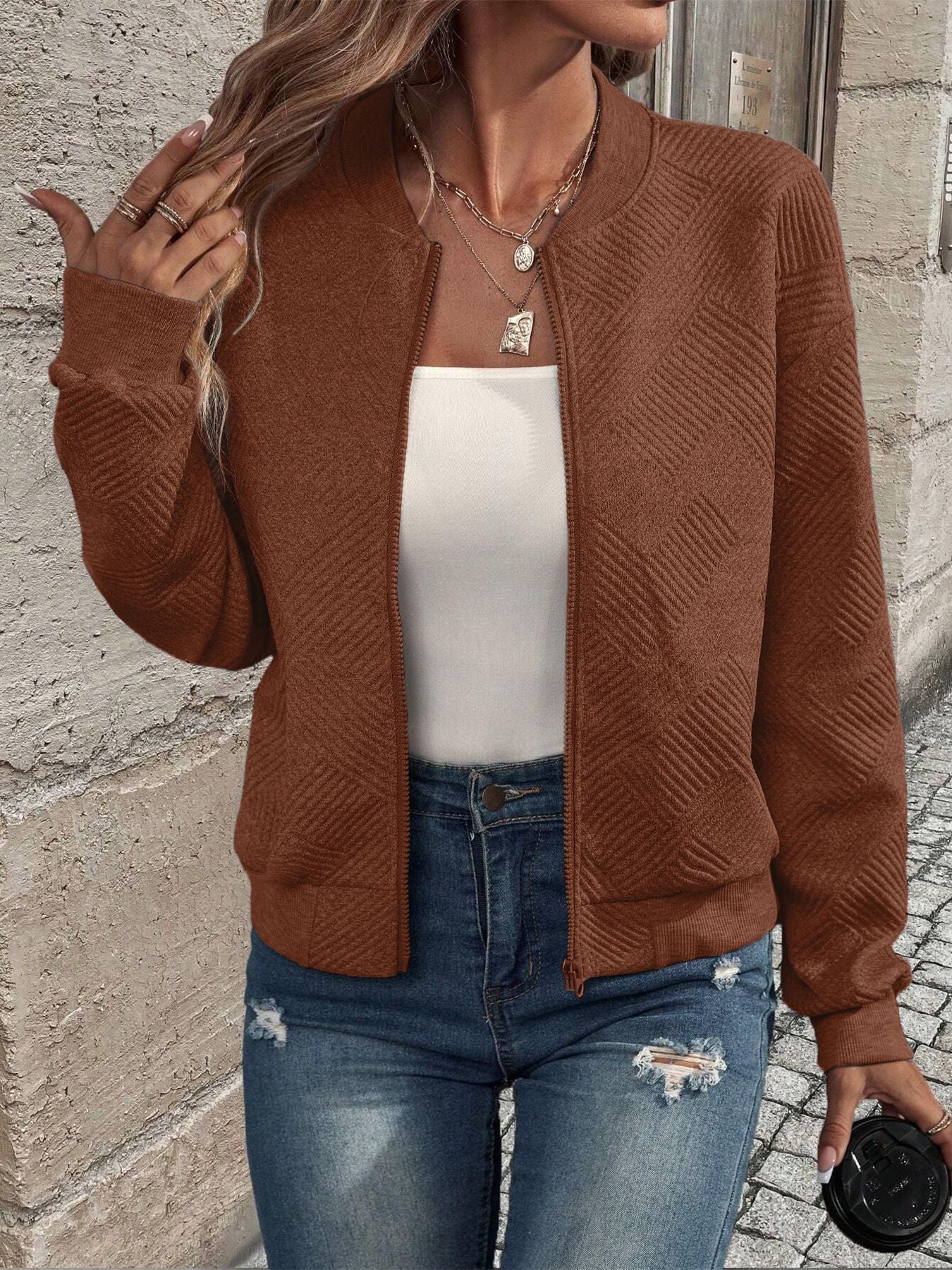 Martina | Damen Freizeit Reißverschluss Street-Cardigan
