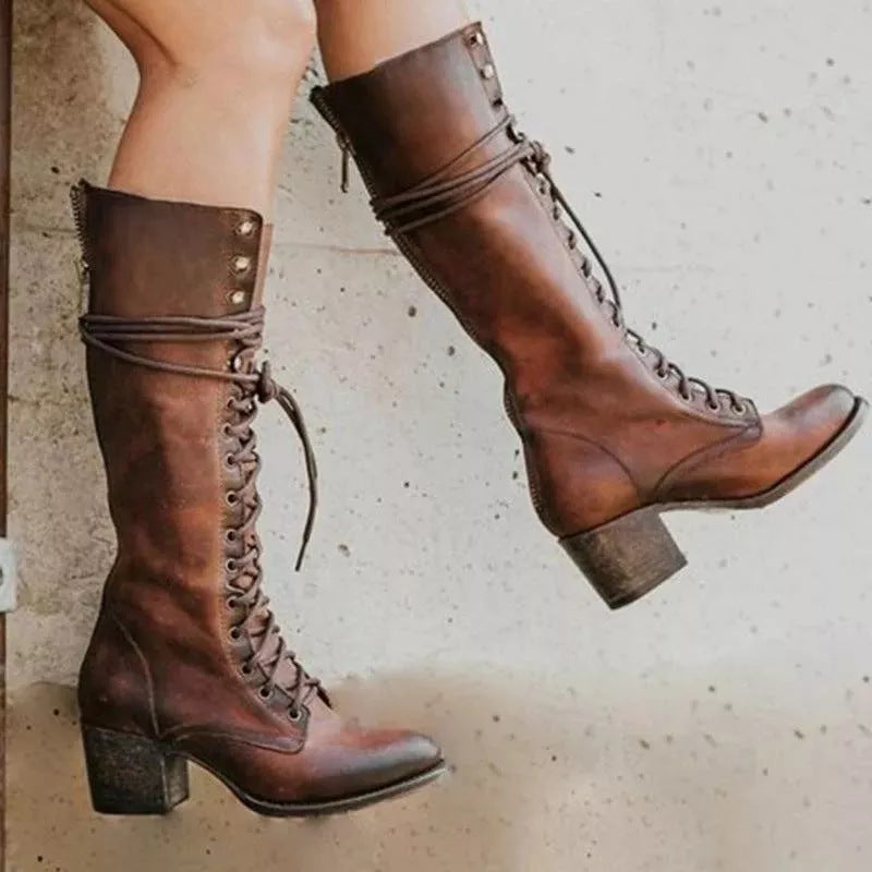 Emma | Damen Schnürstiefel mit mittlerem Absatz