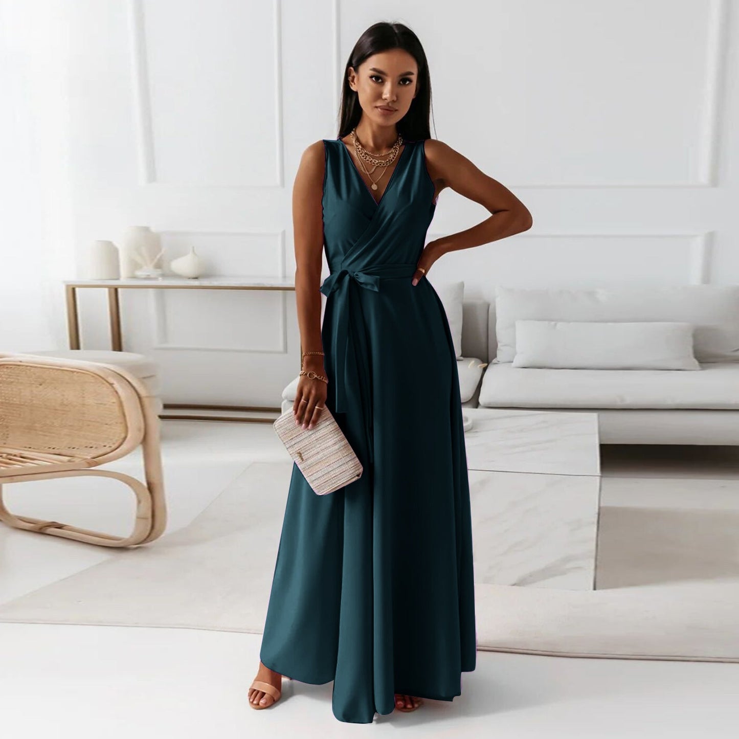Elfriede | Damen Wickel Maxi Kleid für Hochzeitsgäste