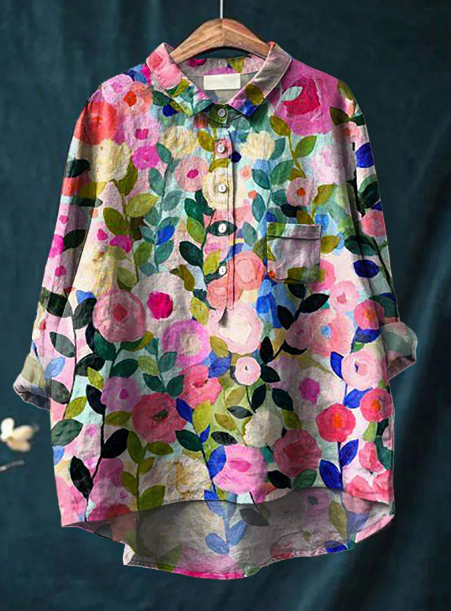 Natalie | Klassisches Blumenhemd im Chemise-Stil