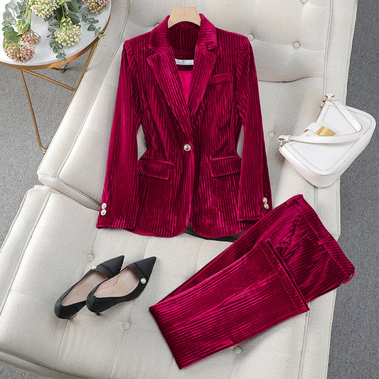 Martina | Damen Elegantes Zweiteiliges Anzugset mit Langem Blazer