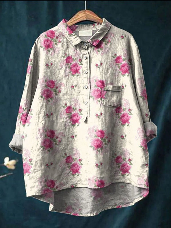 Natalie | Klassisches Blumenhemd im Chemise-Stil