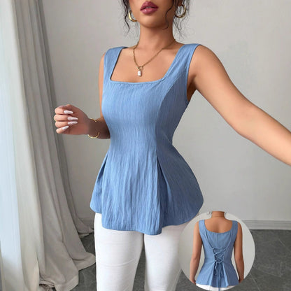Karin | Damen Frühlings Ärmelloses Enganliegendes Peplum Top