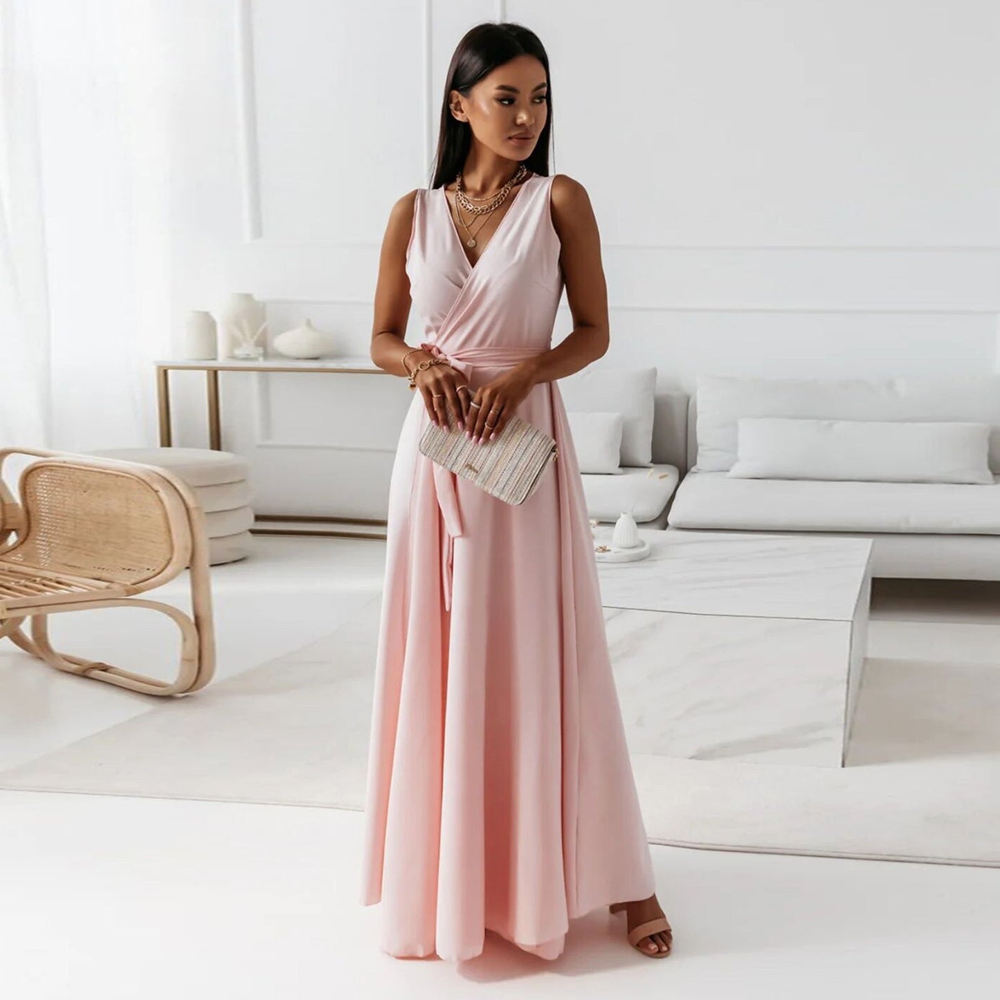 Elfriede | Damen Wickel Maxi Kleid für Hochzeitsgäste