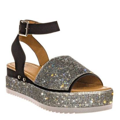Karin | Damen Sandalen mit Offener Spitze und Knöchelriemen, Flach