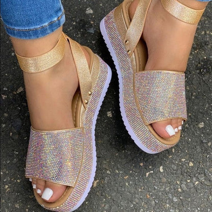 Karin | Damen Sandalen mit Offener Spitze und Knöchelriemen, Flach