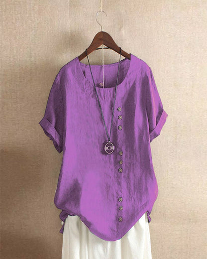 Marion | Damen Sommer Lässige Bluse mit Knopfdetail