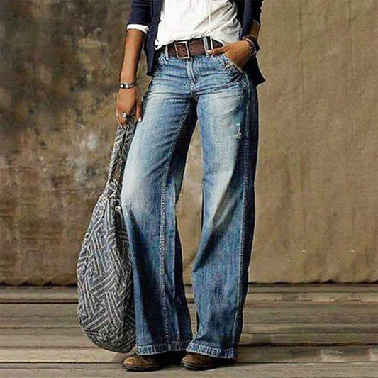 Andrea | Damen Jeans mit hoher Taille und weitem Bein