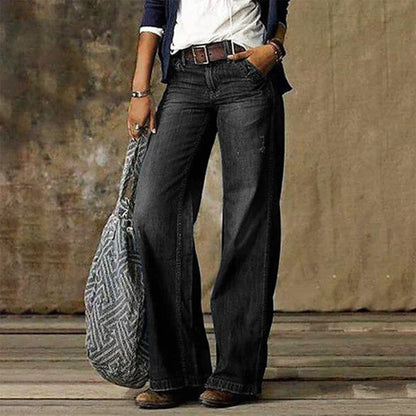Andrea | Damen Jeans mit hoher Taille und weitem Bein
