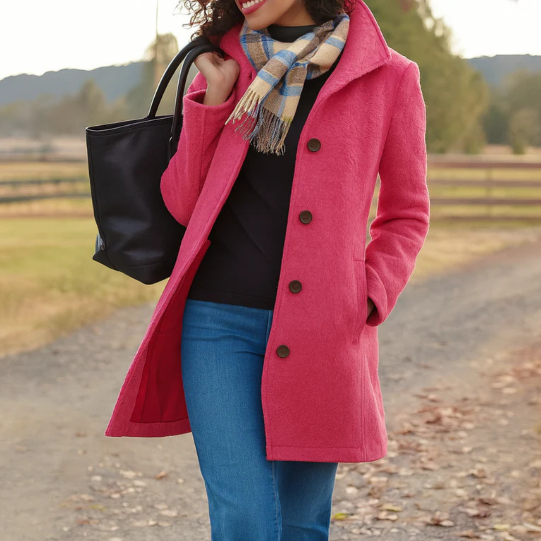 Beatrice | Damen Klassischer Mantel mit Knopfleiste vorne