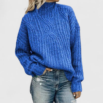 Greta | Damen Gemütlicher Lässiger Pullover mit Hohem Kragen