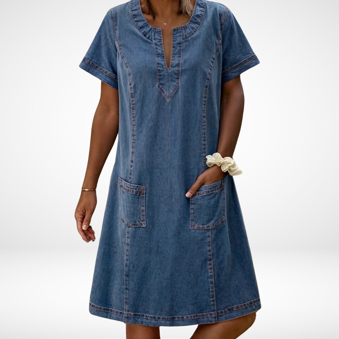 Katharina | Damen Lässiges Sommerkleid mit Taschen