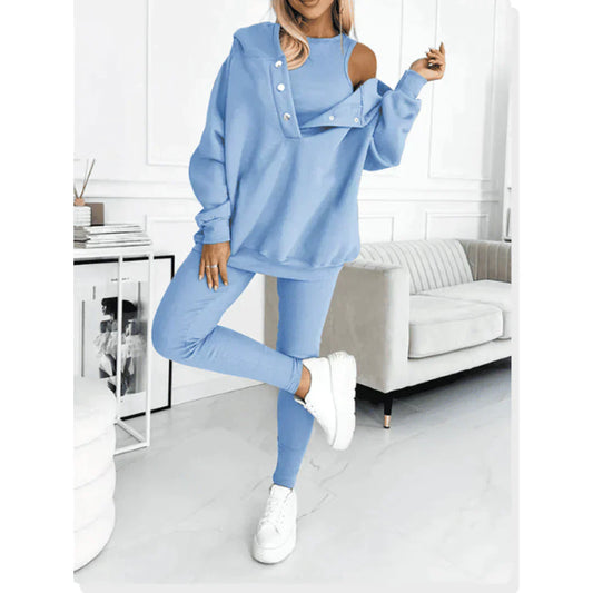 Theresa | Damen Herbst Lässiges Dreiteiliges Co-Ord Set