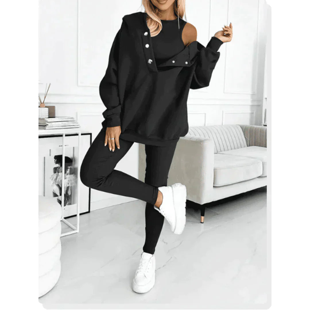 Theresa | Damen Herbst Lässiges Dreiteiliges Co-Ord Set