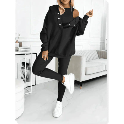 Theresa | Damen Herbst Lässiges Dreiteiliges Co-Ord Set