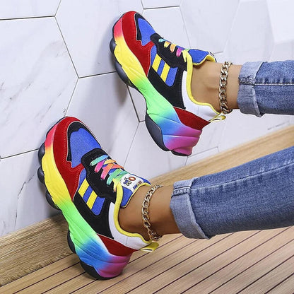 Hanna | Damen Modische Schnürsneaker in leuchtendem Design