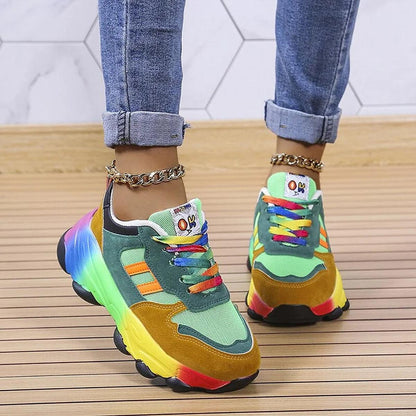 Hanna | Damen Modische Schnürsneaker in leuchtendem Design