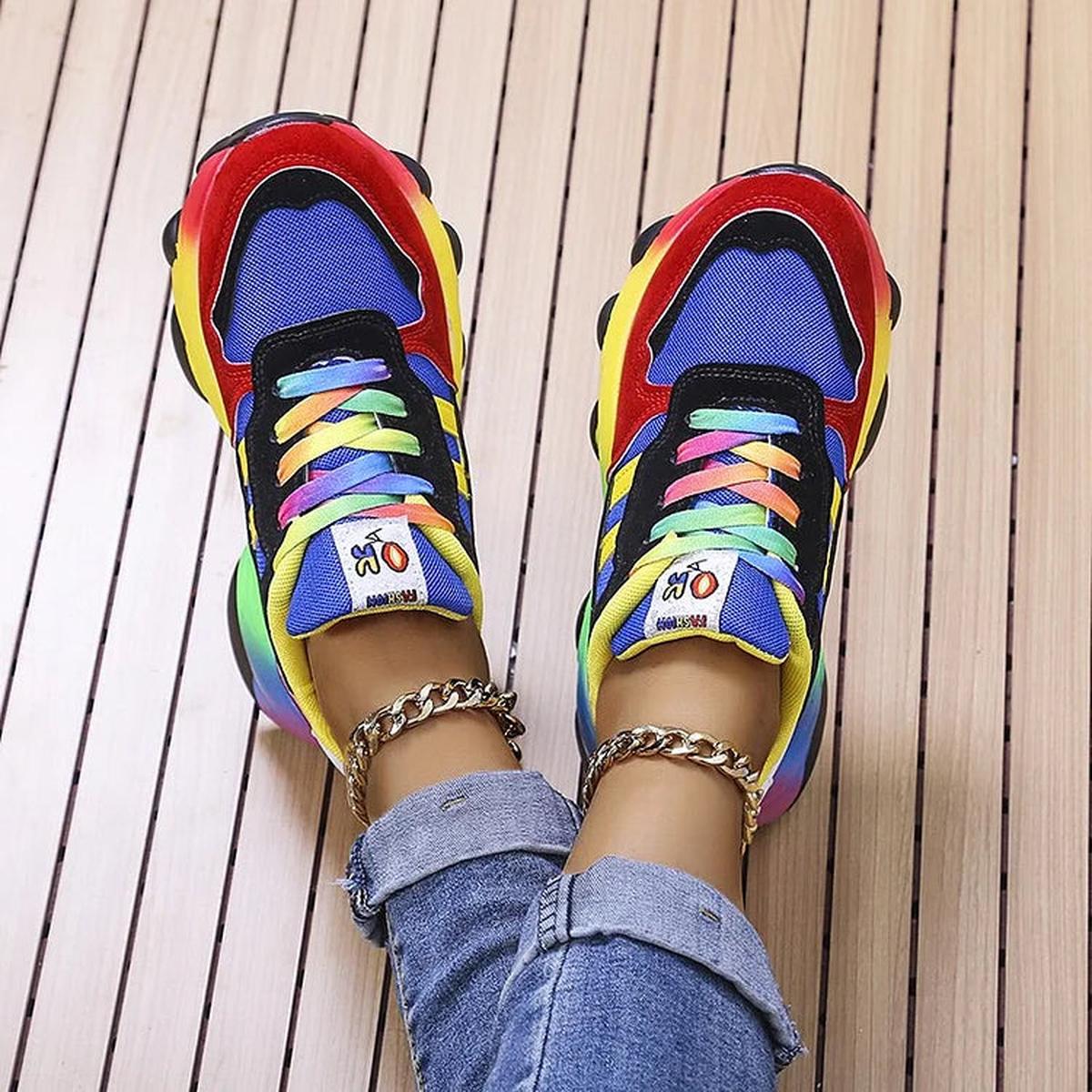 Hanna | Damen Modische Schnürsneaker in leuchtendem Design