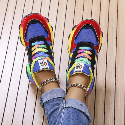 Hanna | Damen Modische Schnürsneaker in leuchtendem Design