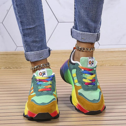 Hanna | Damen Modische Schnürsneaker in leuchtendem Design