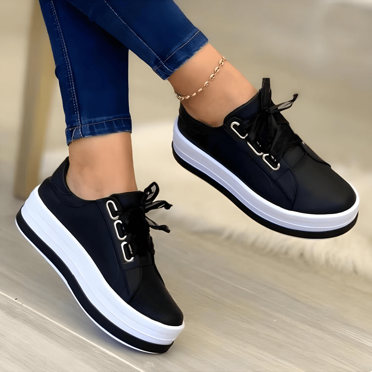 Isabella | Damen Stilvolle Plateausneaker mit Schnürung