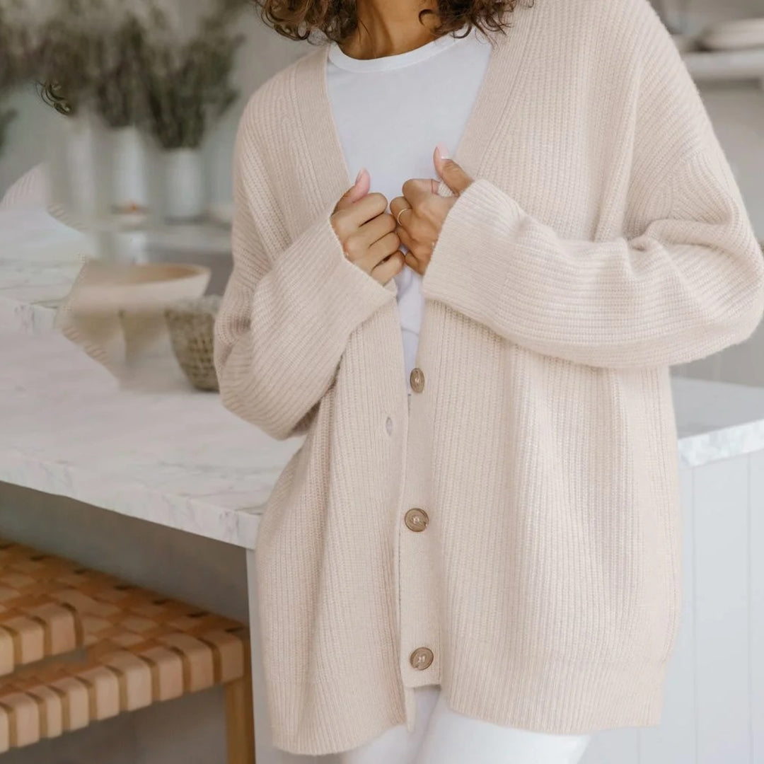 Sarah | Damen Klassischer Strick-Cardigan mit Knöpfen
