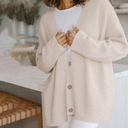 Sarah | Damen Klassischer Strick-Cardigan mit Knöpfen