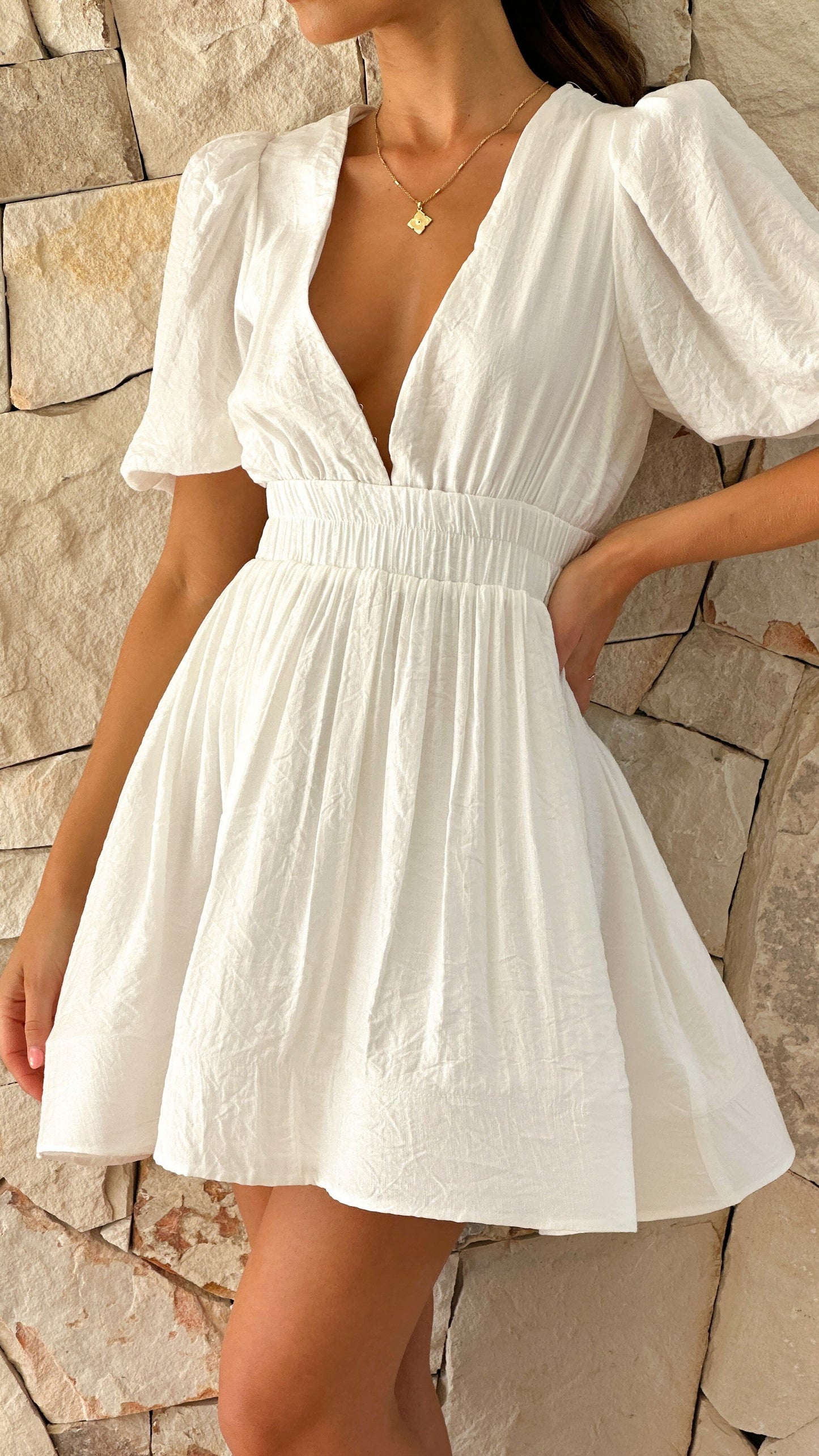 Barbara | Damen Frühlings-Minikleid mit Puffärmeln