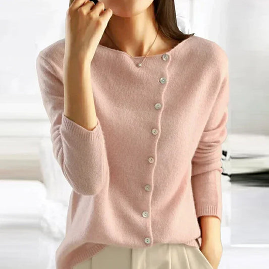 Regine | Damen Locker Geschnittener Winter-Cardigan mit Knöpfen