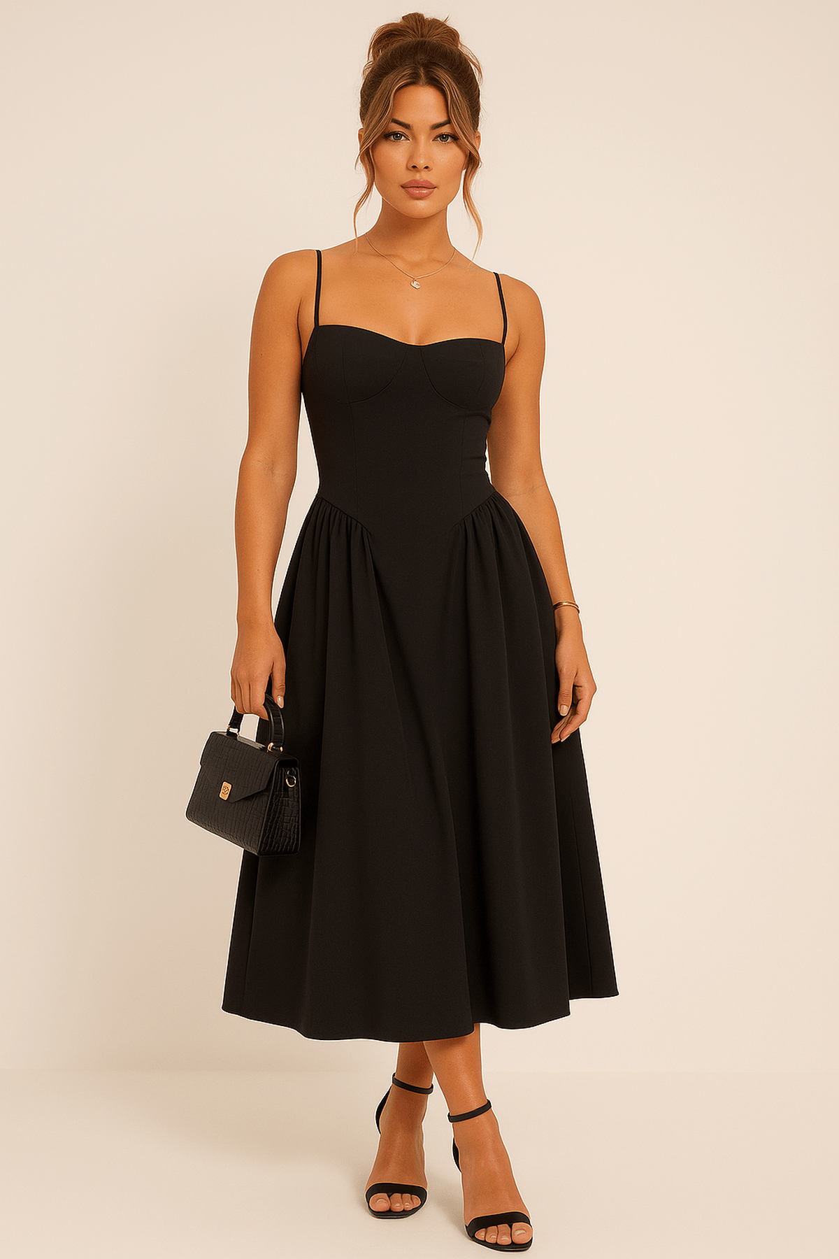 Karin | Damen modernes ärmelloses Midikleid
