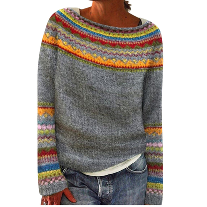 Nadine | Damen Warmer Herbst Strickpullover mit Rundhalsausschnitt