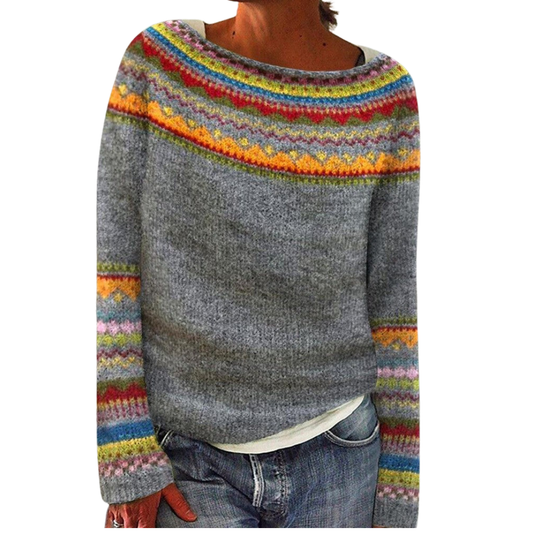 Nadine | Damen Warmer Herbst Strickpullover mit Rundhalsausschnitt