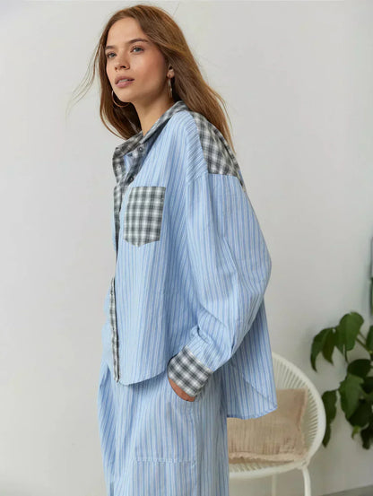 Maria | Damen Kariertes Zweiteiliges Set für den Frühling