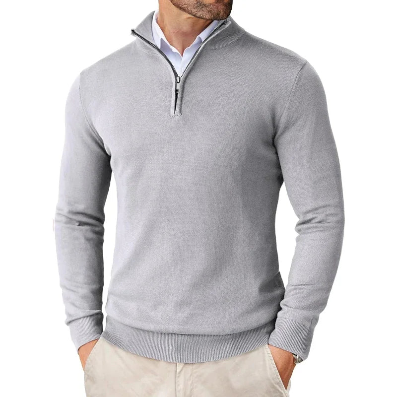 Viktor | Herren Modern Fit Pullover mit Viertel-Reißverschluss