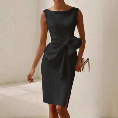 Andrea | Damen Formelles Kleid mit seitlicher Drapierung und Schleifendetail
