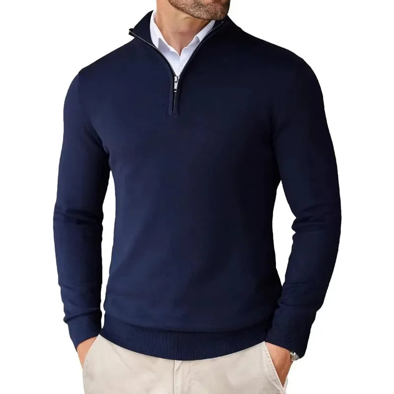 Viktor | Herren Modern Fit Pullover mit Viertel-Reißverschluss