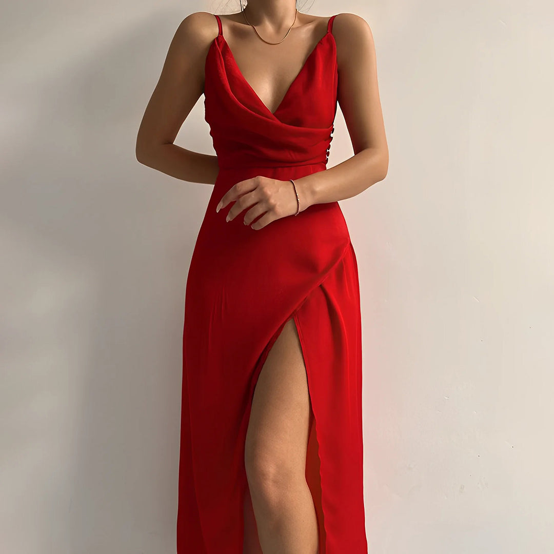 Katharina | Damen Langes Kleid mit Schlitz am Saum