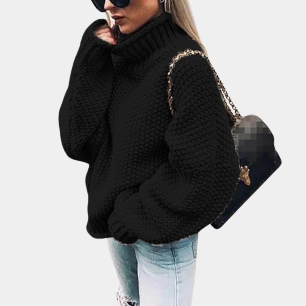 Helga | Damen Frühlings Oversize Rollkragen Strickpullover
