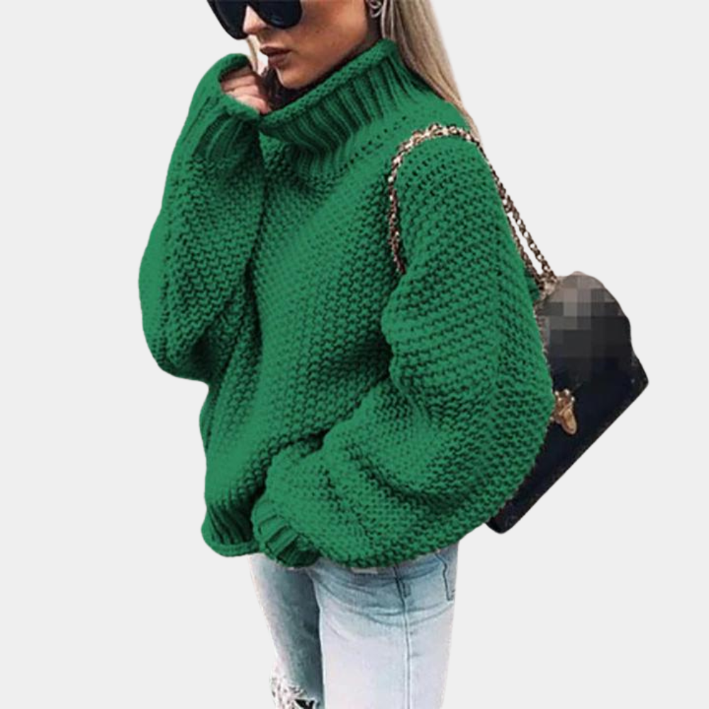 Helga | Damen Frühlings Oversize Rollkragen Strickpullover