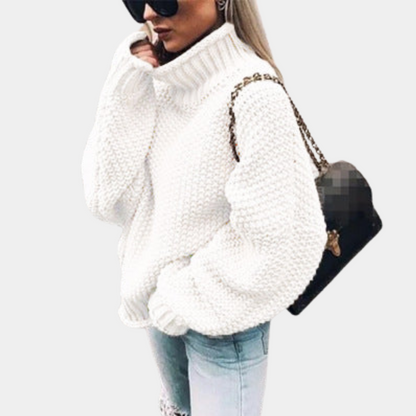 Helga | Damen Frühlings Oversize Rollkragen Strickpullover