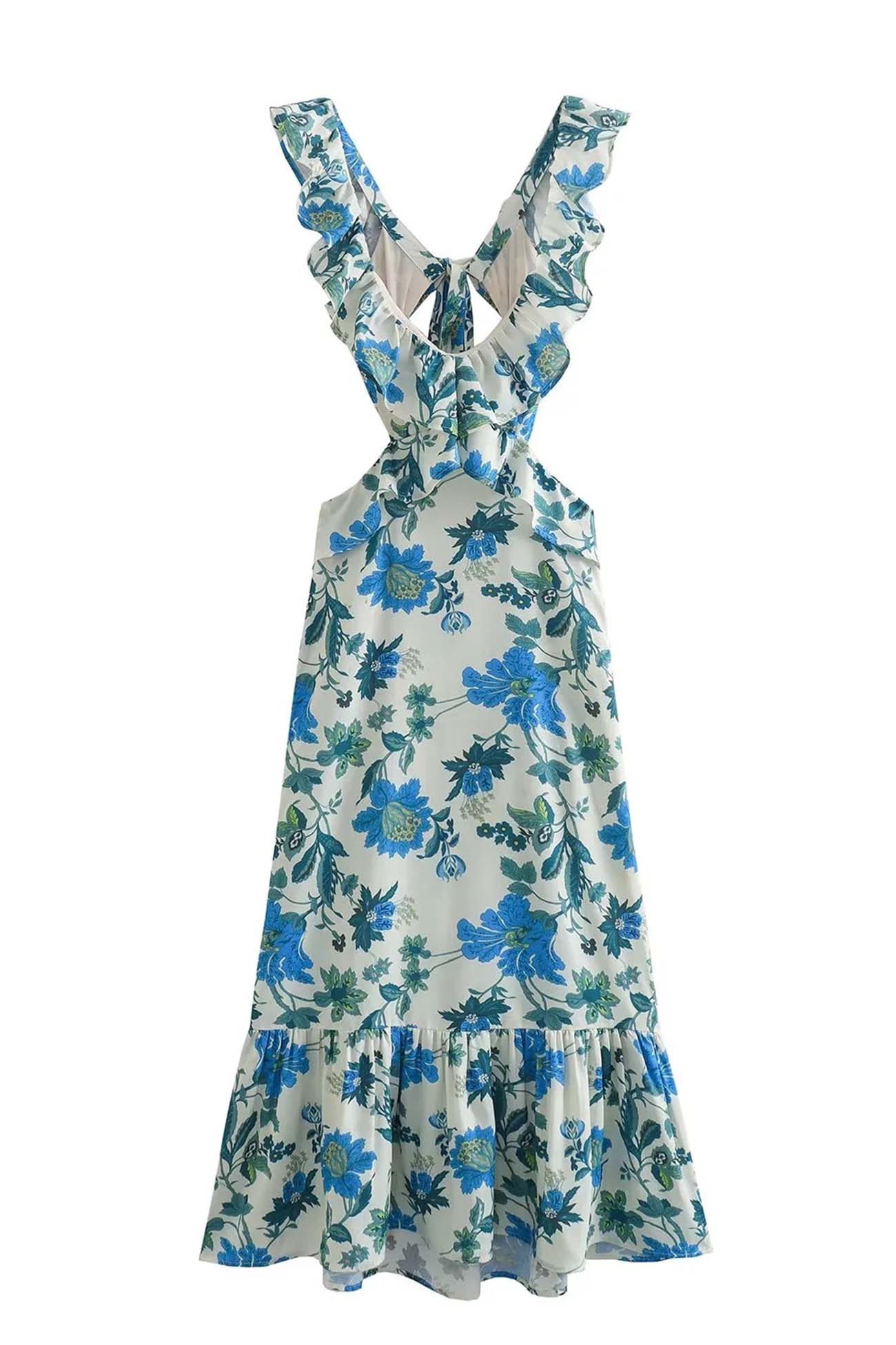 Irina | Damen Floral Elegant Ruffle Maxi Kleid