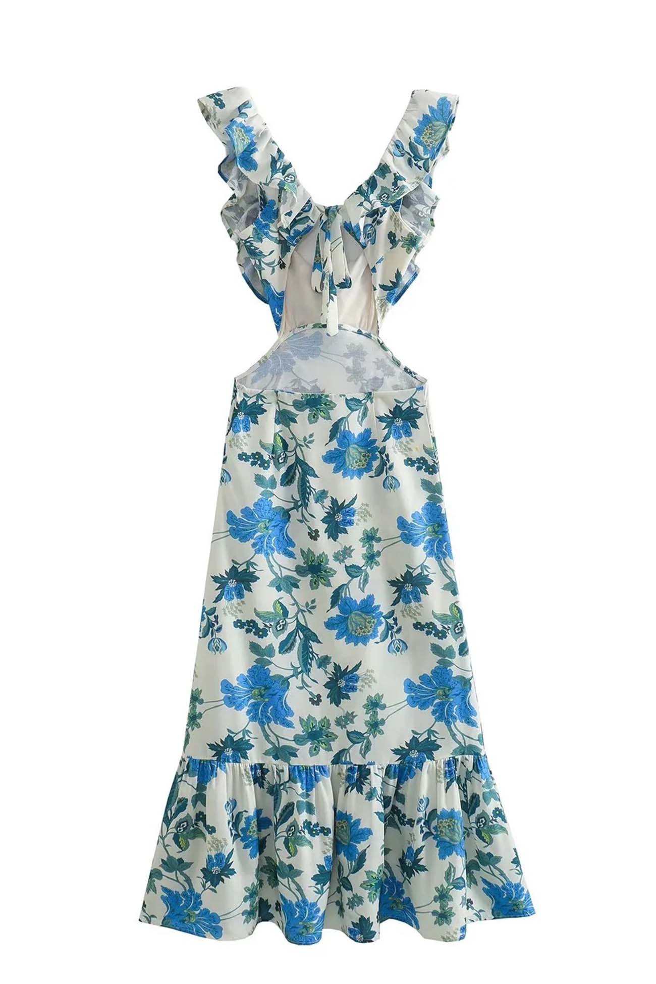 Irina | Damen Floral Elegant Ruffle Maxi Kleid