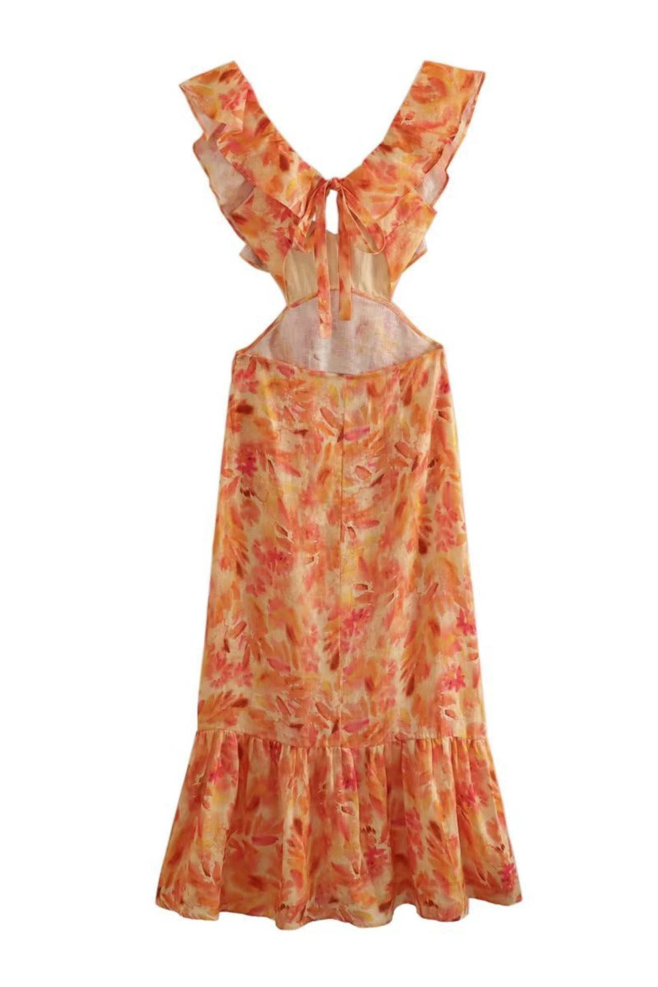Irina | Damen Floral Elegant Ruffle Maxi Kleid
