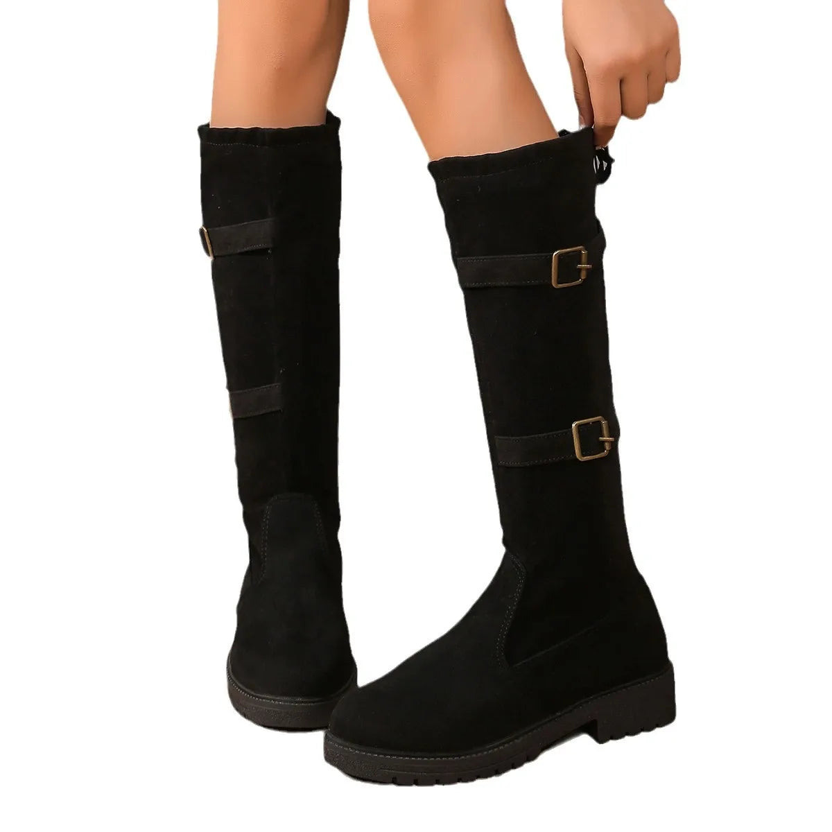 Johanna | Damen Modische Schlupfstiefel mit Schnalle