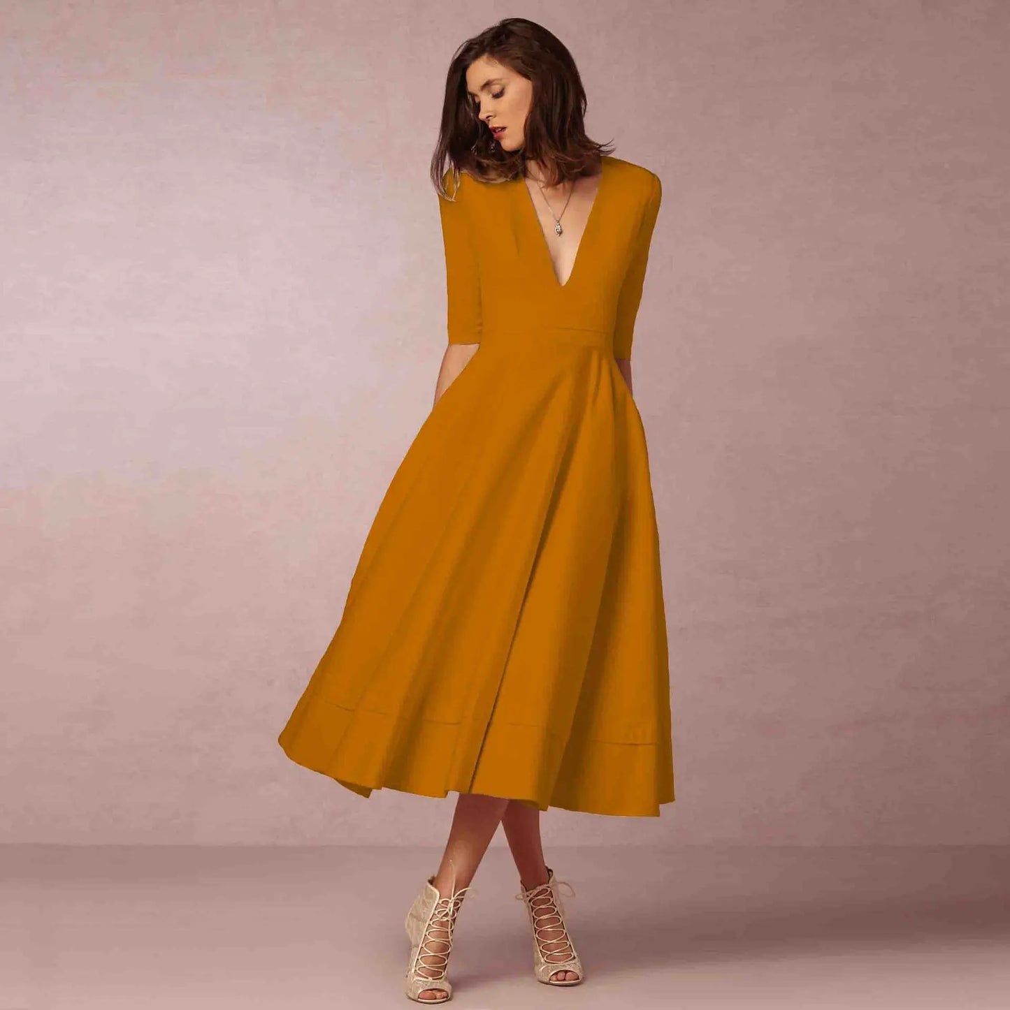 Sabina | Damen Fließendes Midi-Kleid